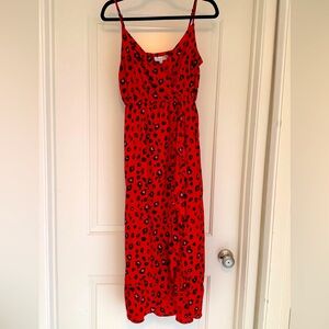 Louna Red Leopard Print Midi Dress - Medium